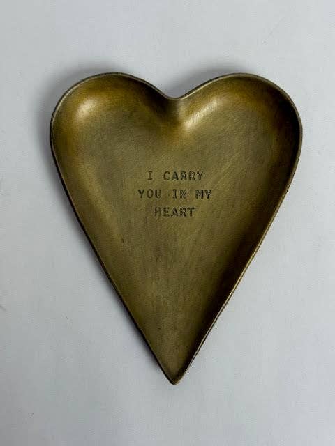 Engraved Heart Brass Trinket Tray - Box Turtle