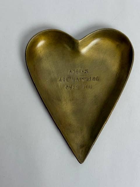 Engraved Heart Brass Trinket Tray - Box Turtle