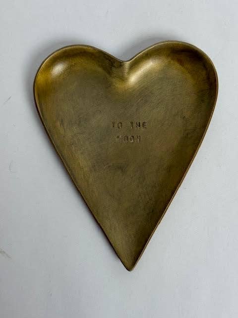 Engraved Heart Brass Trinket Tray - Box Turtle