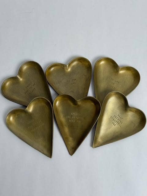 Engraved Heart Brass Trinket Tray - Box Turtle