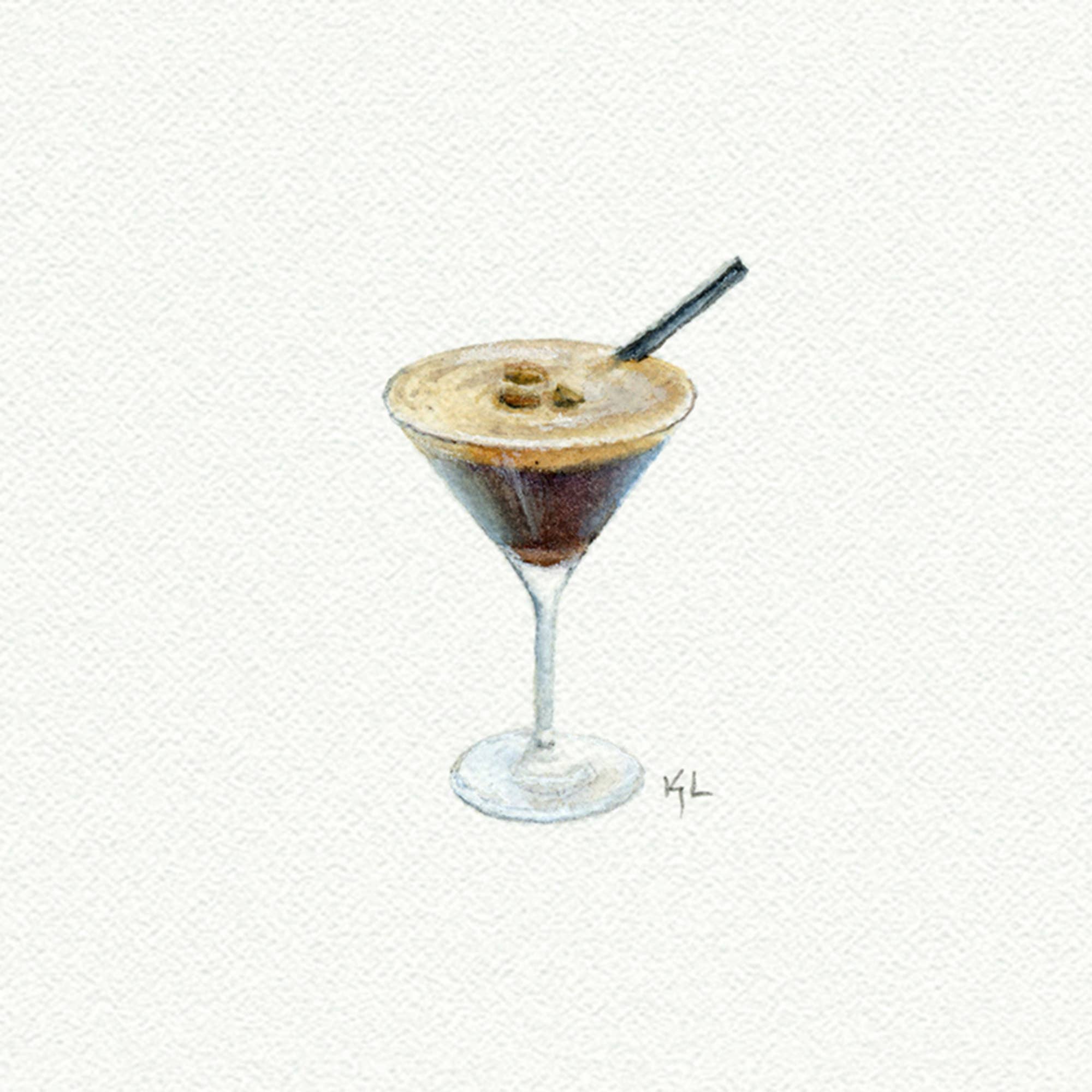 Espresso Martini Miniature Watercolor Print - Box Turtle