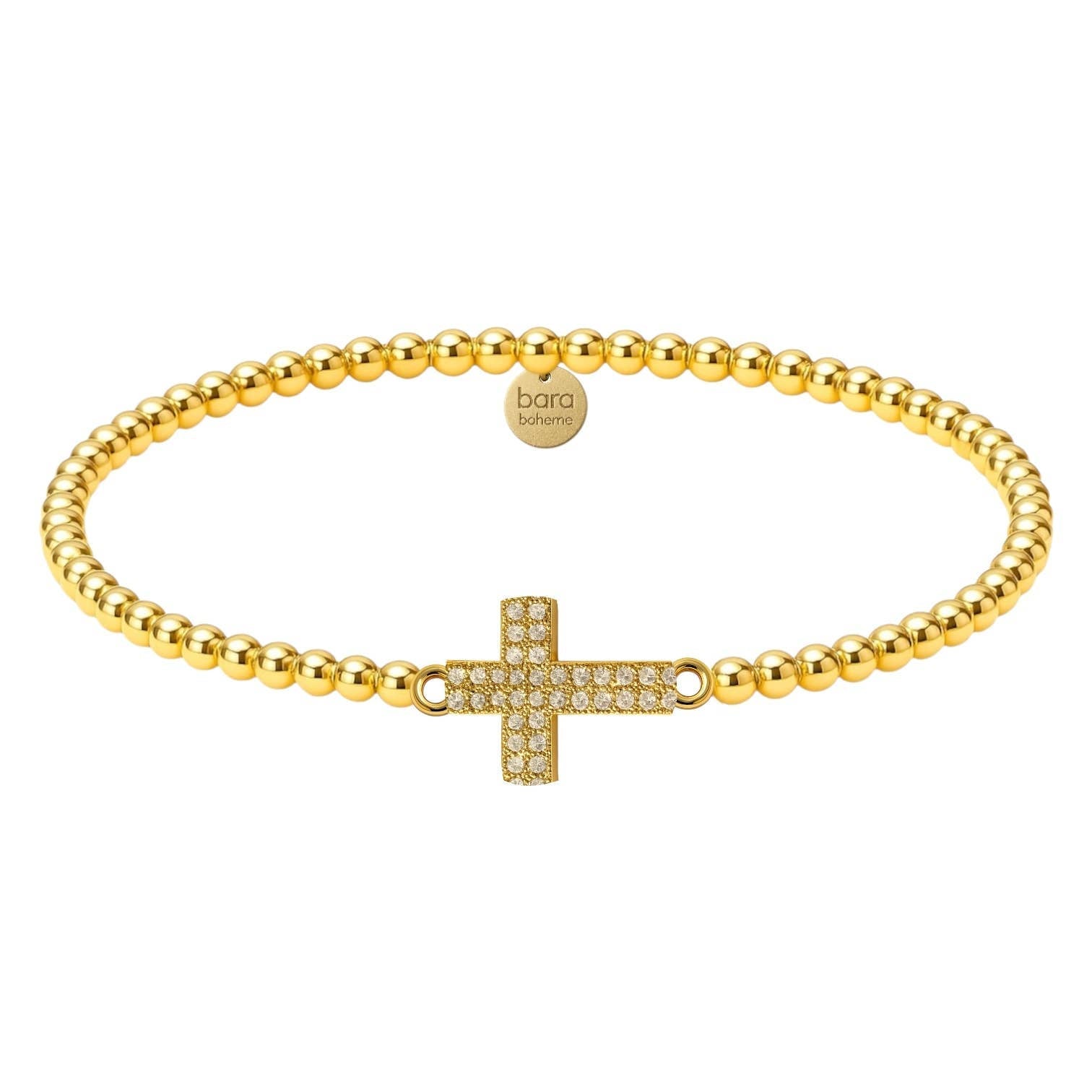 Esther Cross Charm Gold Beaded Bracelet - Box Turtle