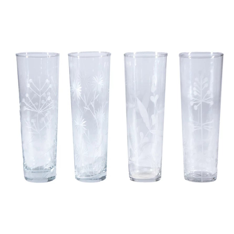 Etched Botanicals Drinking Glass - Box Turtle