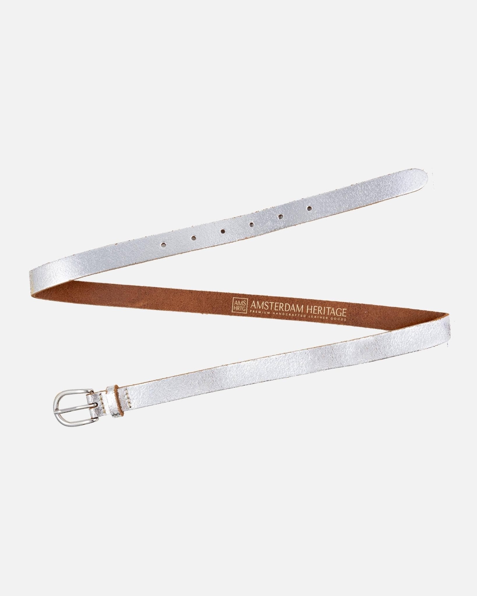 Eva - Metallic Skinny Leather Belt - Box Turtle