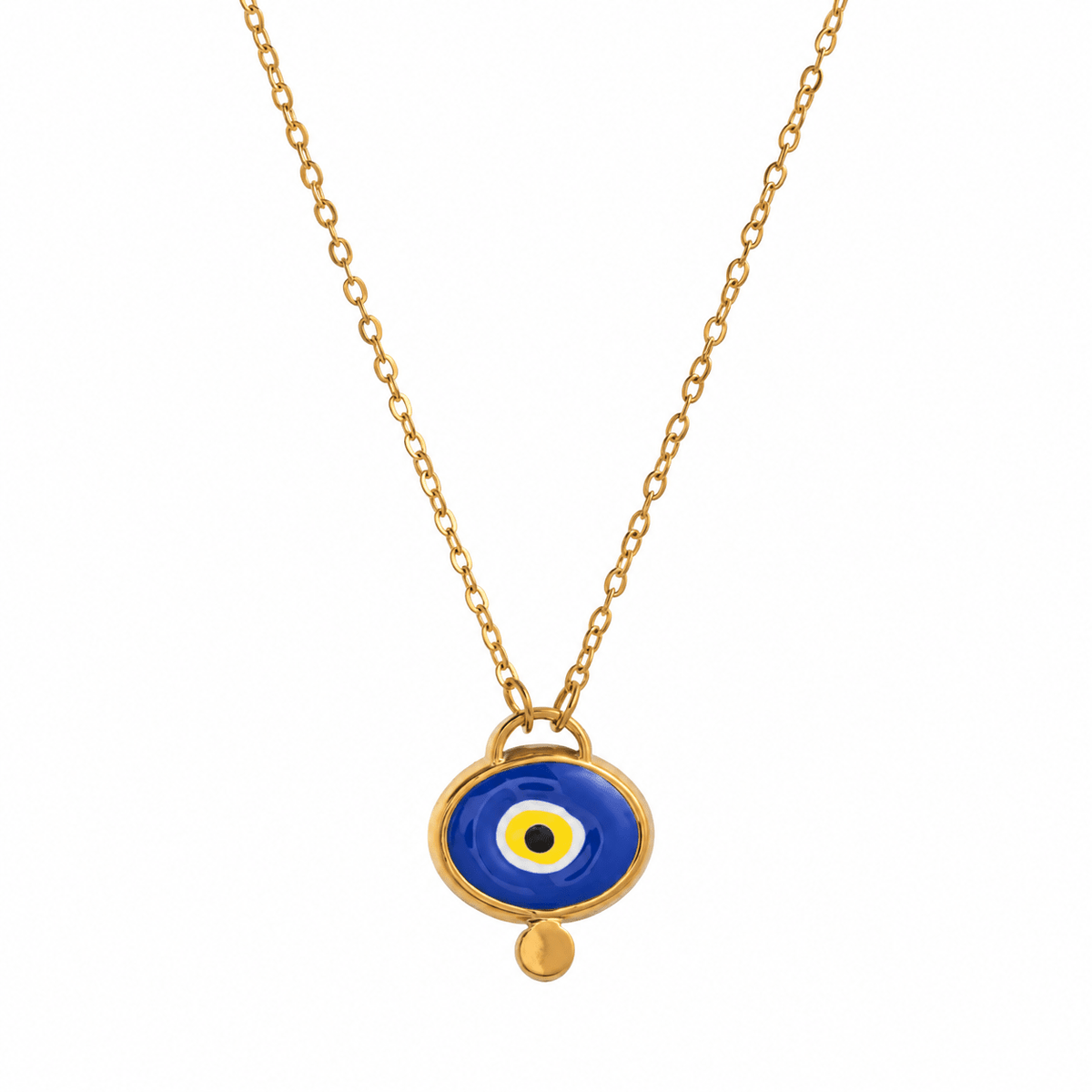 Evil Eye Enamel Gold Plated Short Chain Necklace - Box Turtle