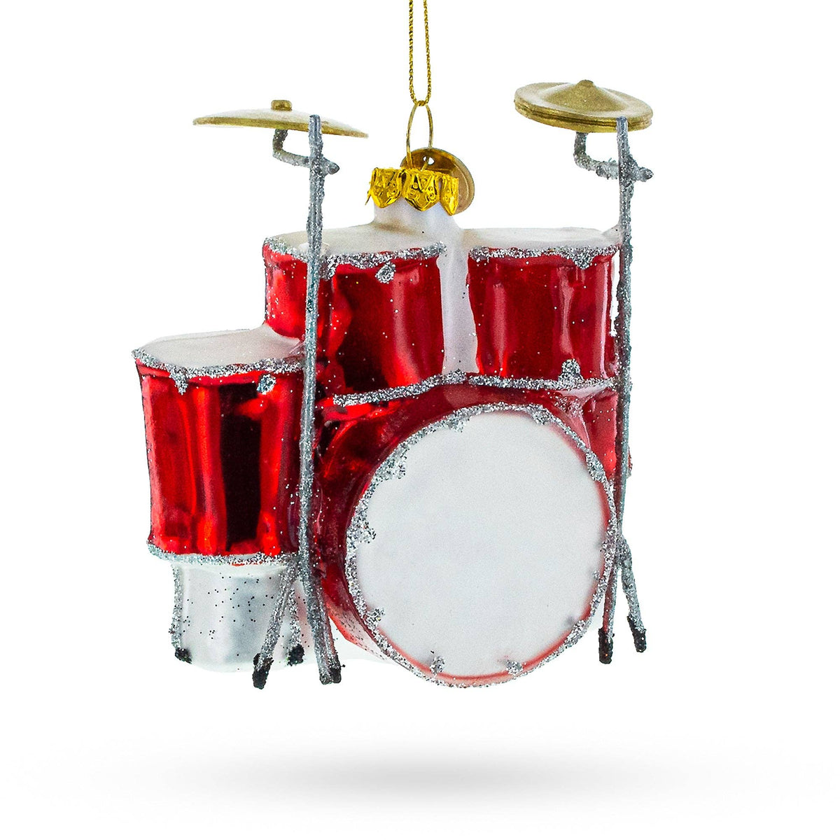 Rocking' Red Drum Kit Glass Ornament