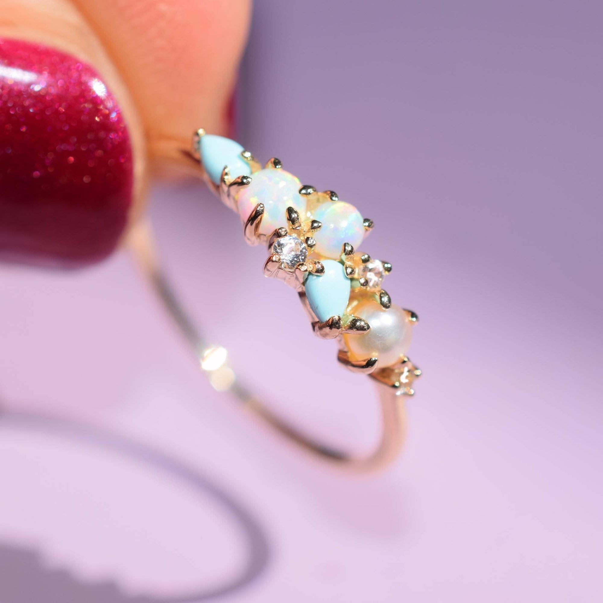 14kt Opal, Pearl & Turquoise Firenze Ring