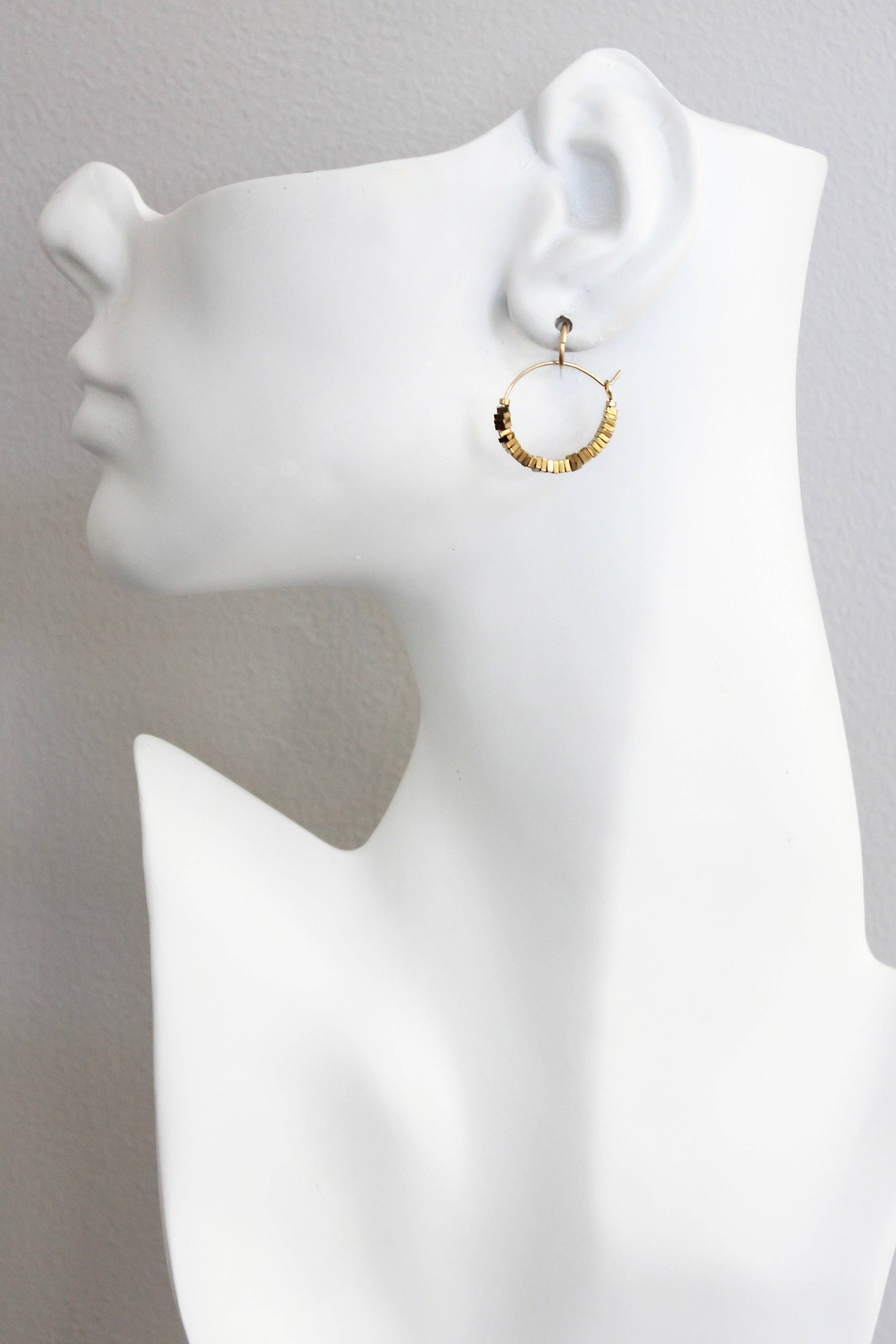 Mini Gold Hematite Hoops