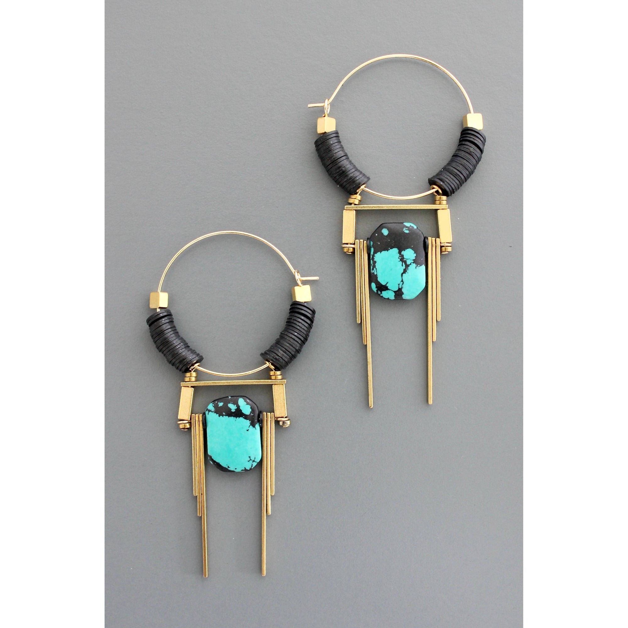 Art Deco Turquoise Hoops