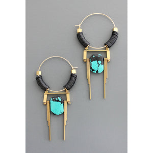 Art Deco Turquoise Hoops