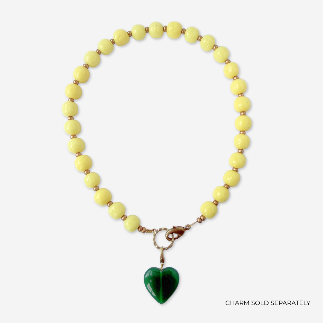 Vintage Japanese Baroque Glass Beaded Necklace: Yellow