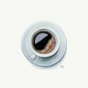 Cup of Coffee with Saucer Miniature Watercolor print