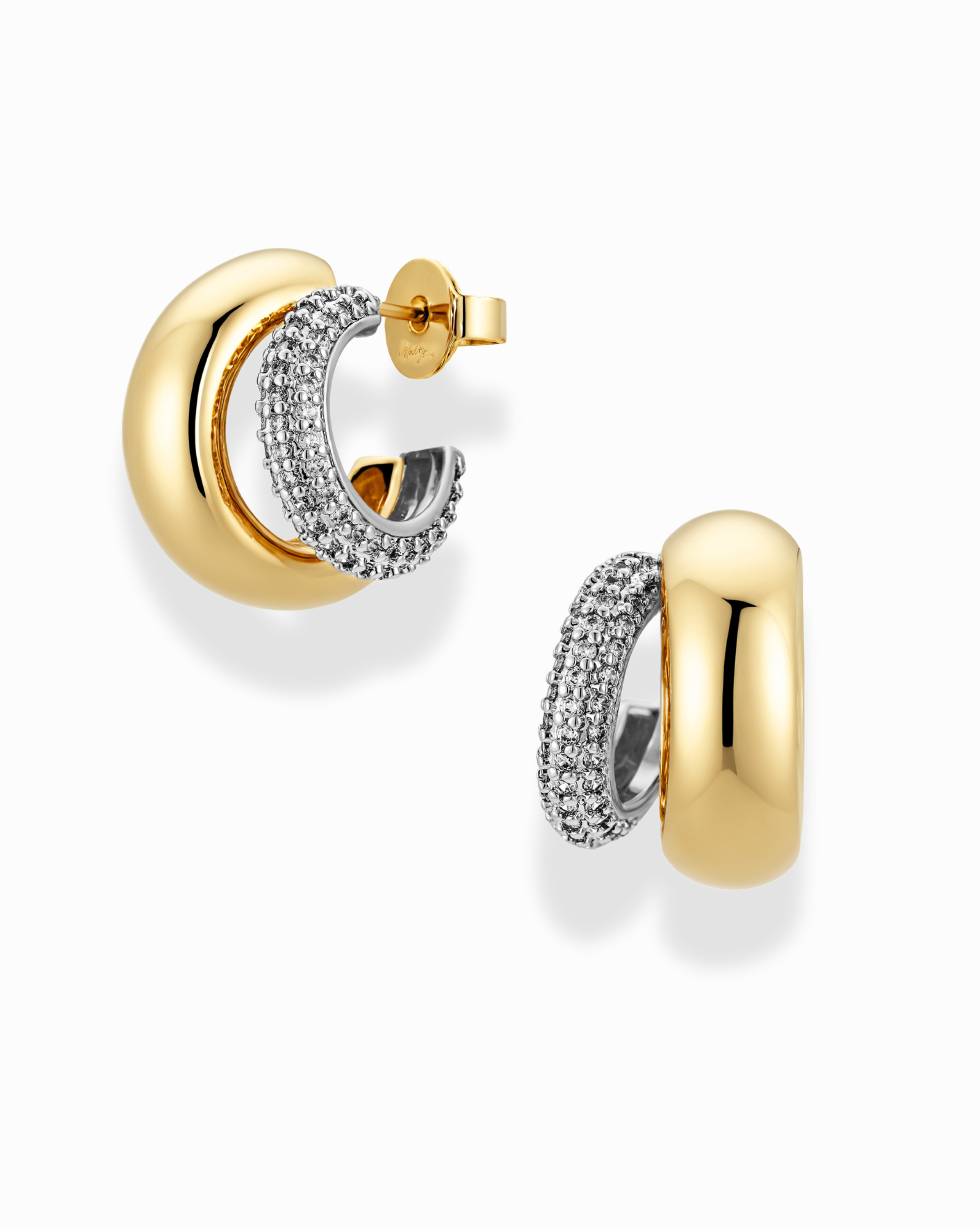Mixed Metal Conrad Pave Hoops