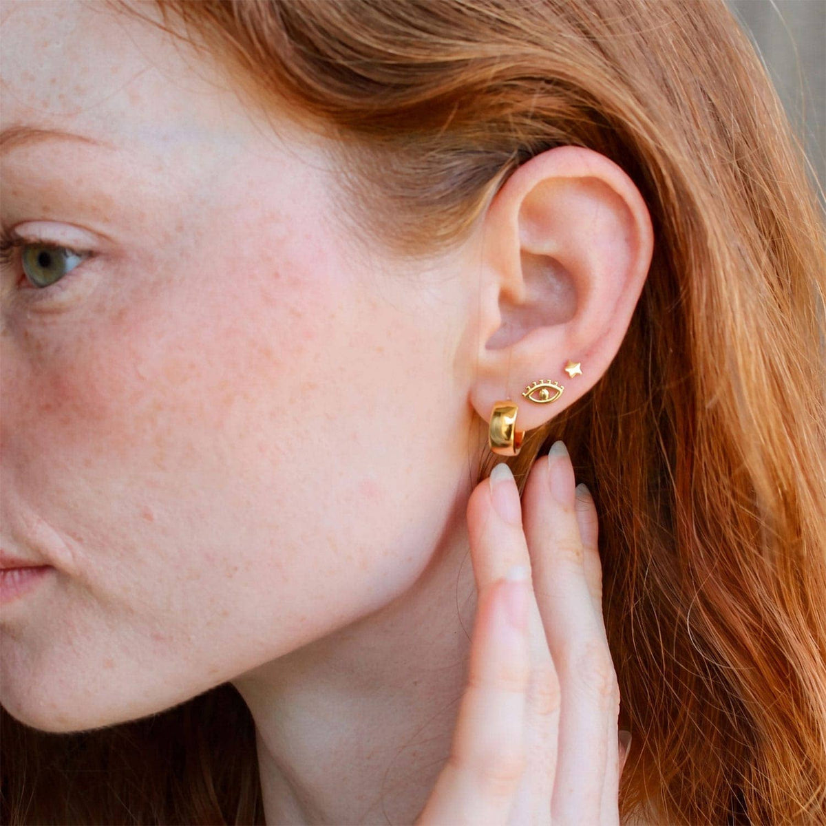 Gold Evil Eye Studs