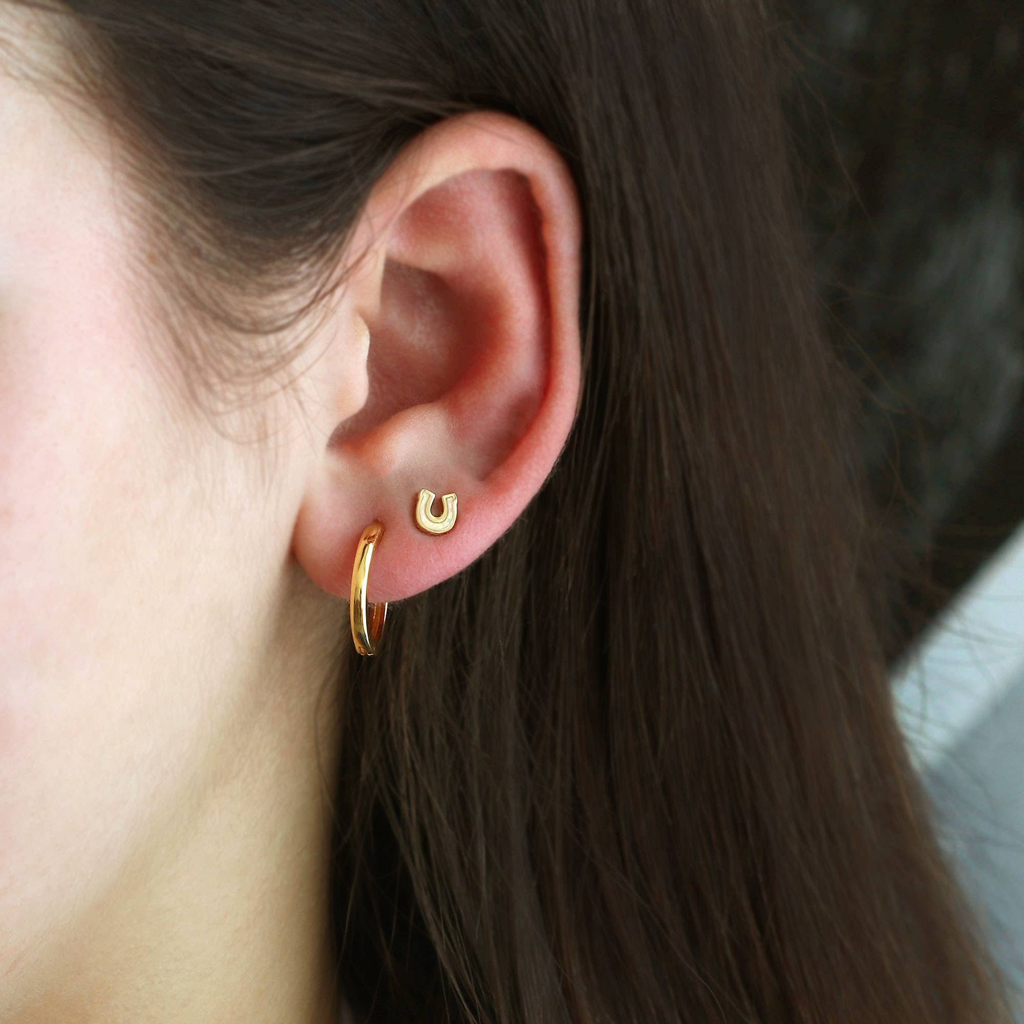 Opal Horseshoe Studs