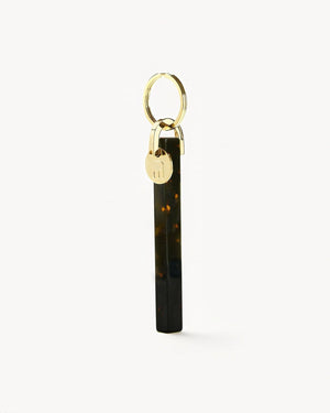 Dark Tortoise & Gold Bar Keychain