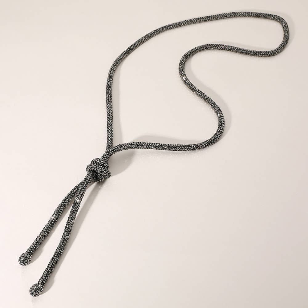 Bling Studded Knot Pointed Long Necklace