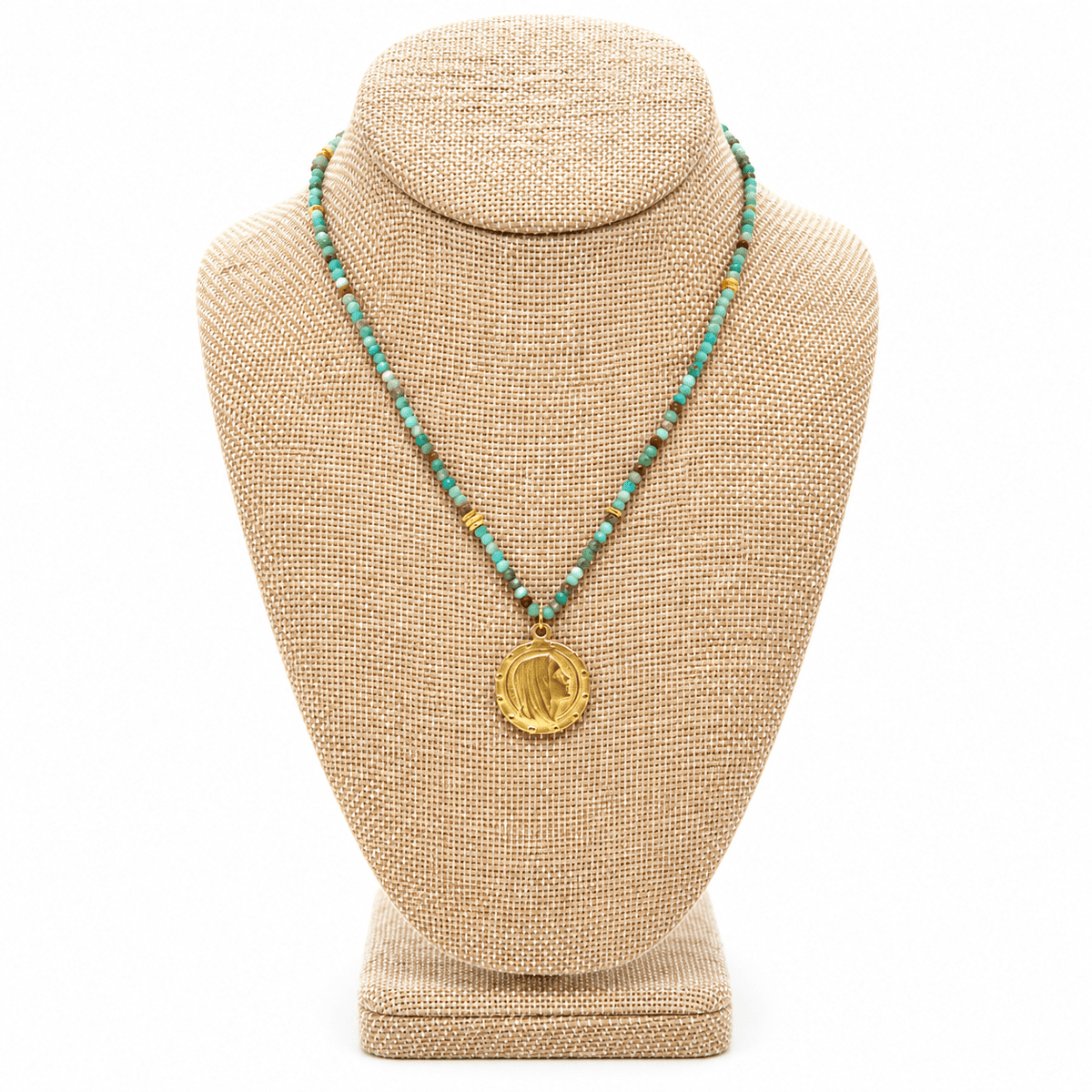 Faceted Phoenix Stone French Religious Necklace - Box Turtle