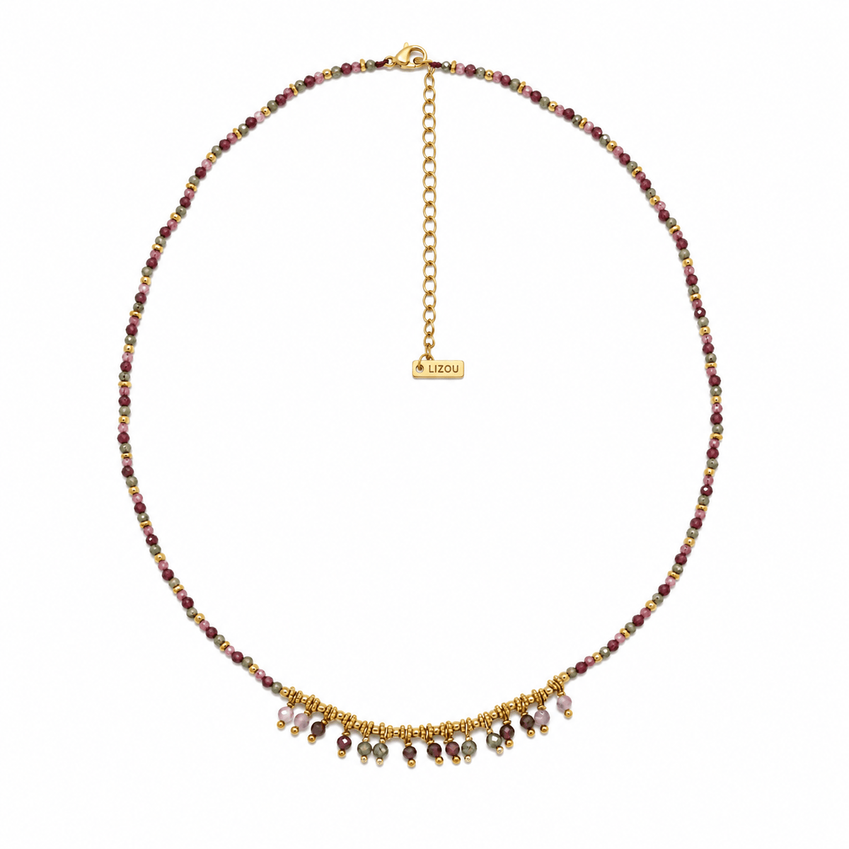 Faceted Semi Precious Stone Necklace with Gemstones - Box Turtle