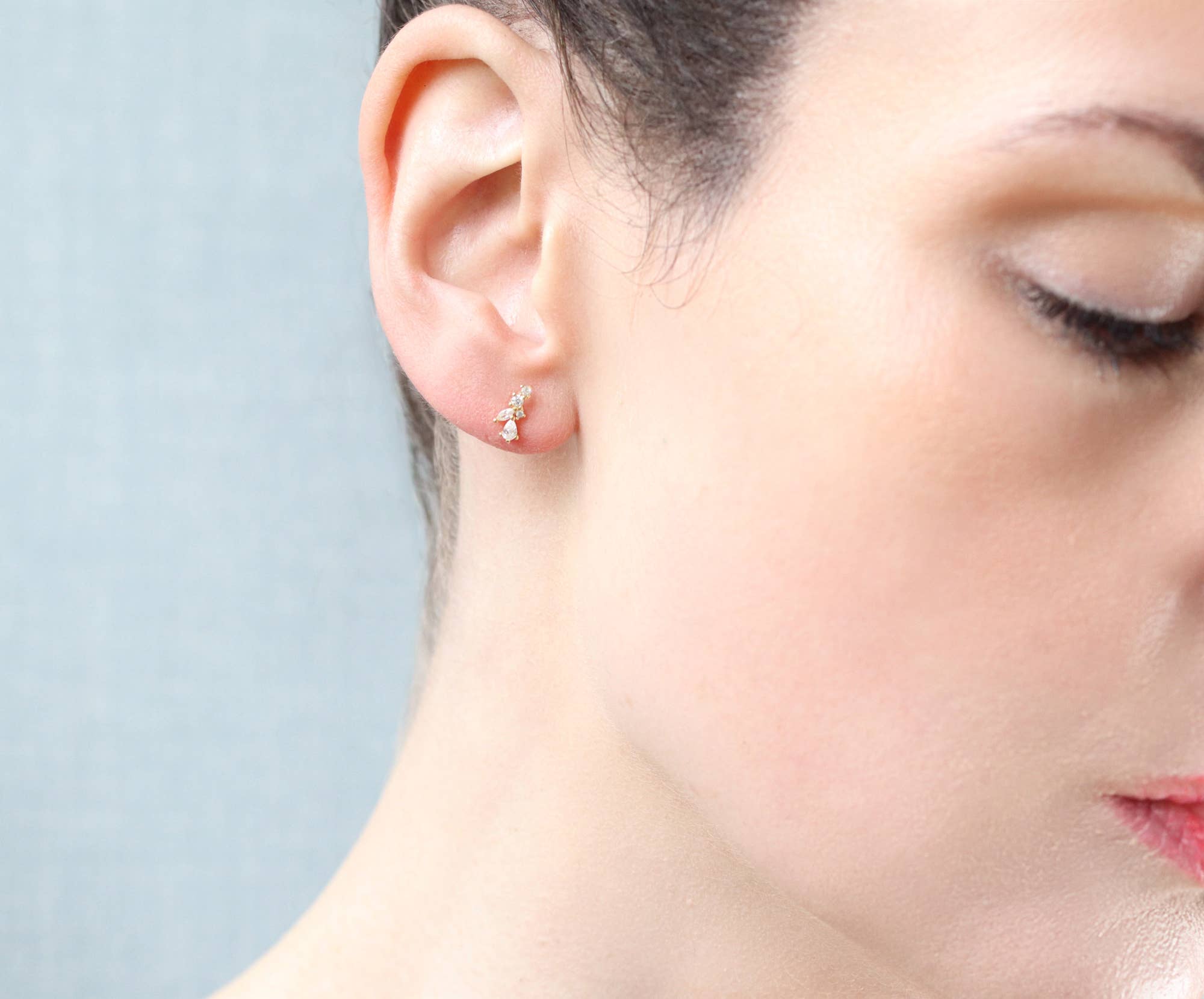 Fairy Wing Tiny Petal Leaf Stud Earrings - Box Turtle