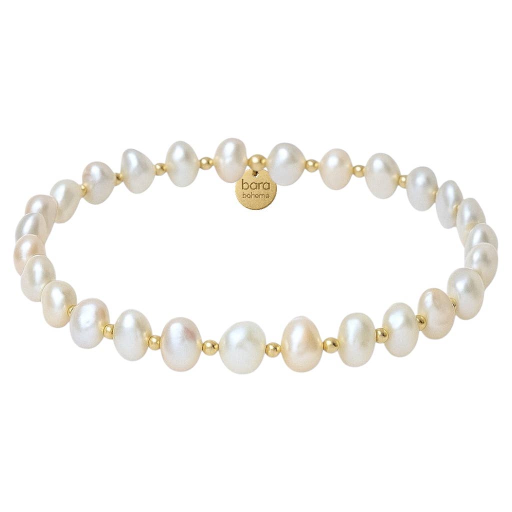 Amelia Pearl & Gold Beaded Bracelet