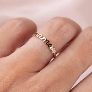 14kt Gold & Diamond Heart Mama Ring