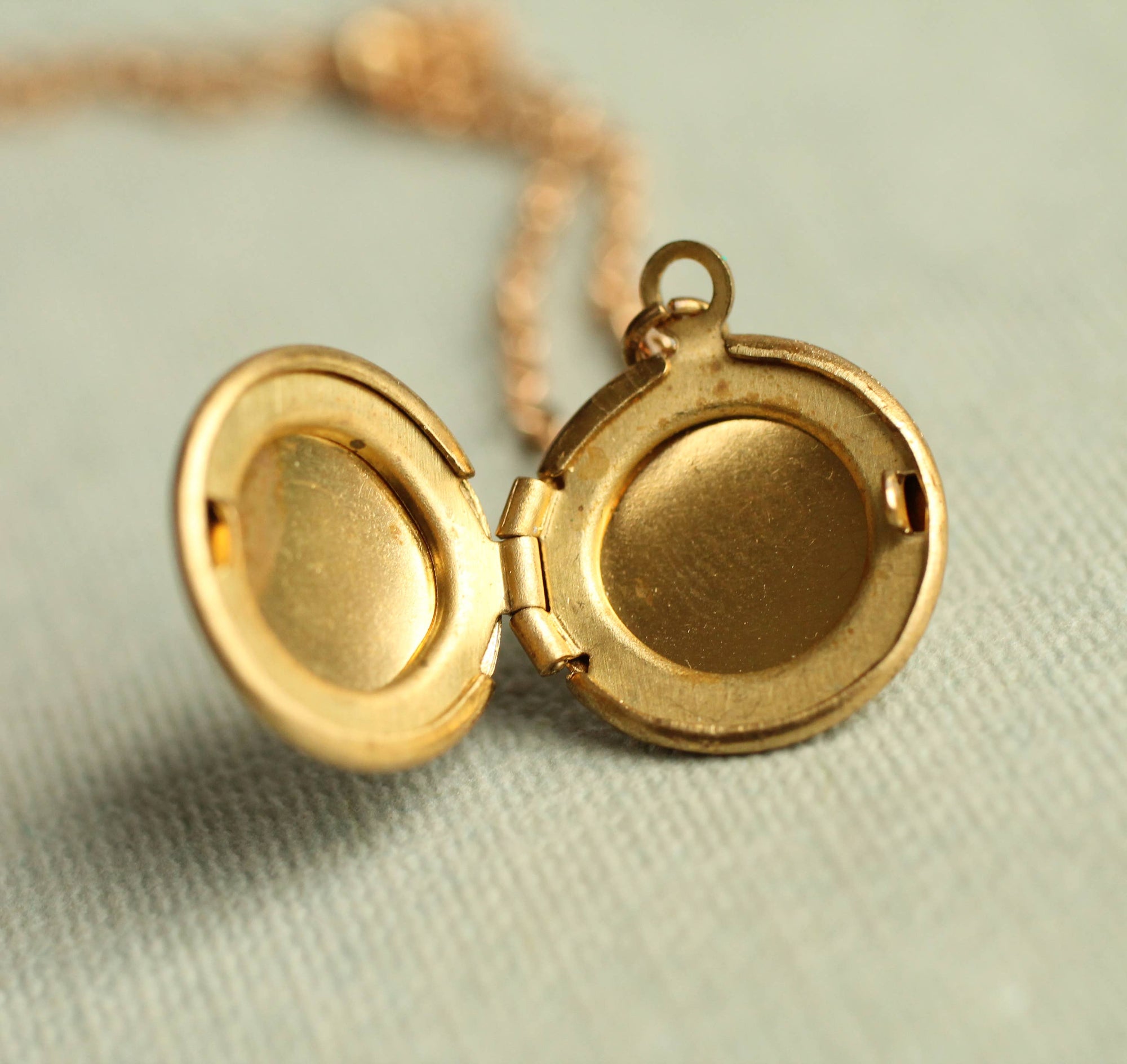Tiny Brass Round Locket Necklace