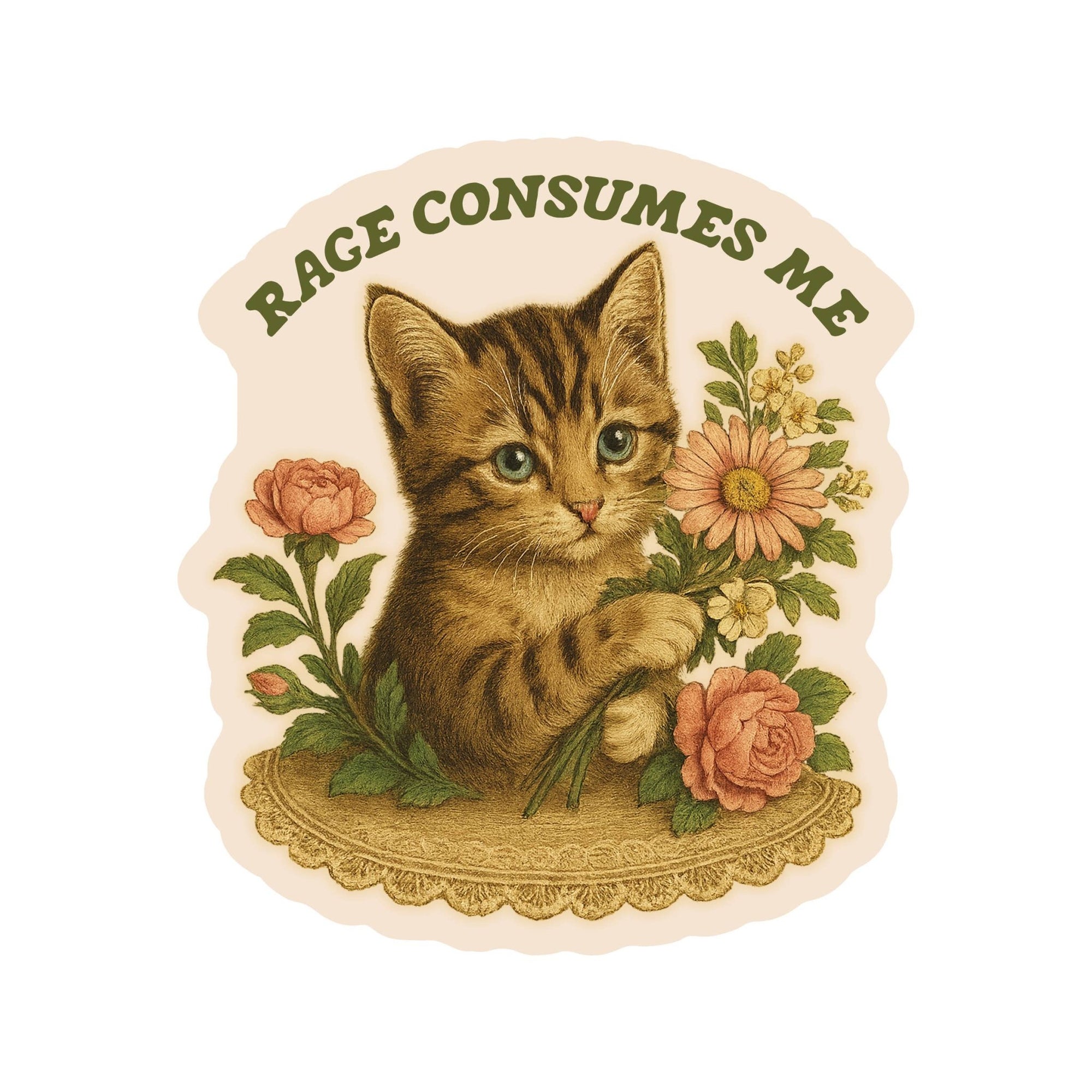 Feisty Kitty Cat Sarcastic Cute Vinyl Sticker - Box Turtle