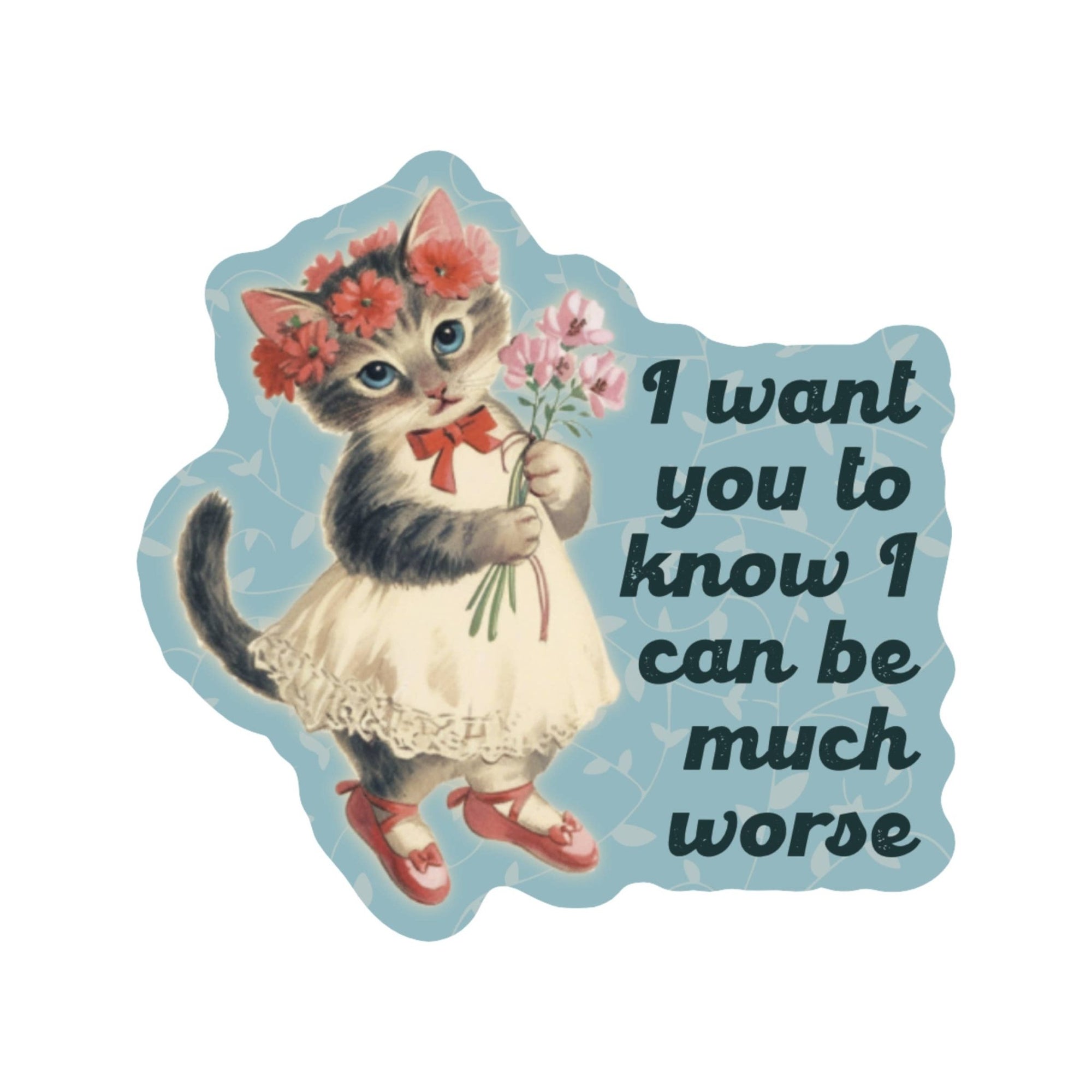 Feisty Kitty Cat Sarcastic Cute Vinyl Sticker - Box Turtle