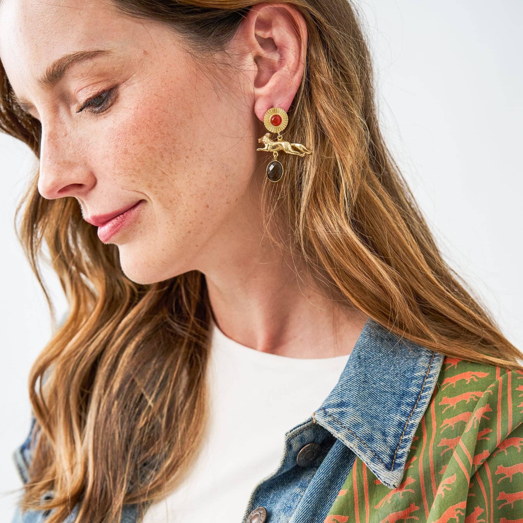Felicity Fox Pendant Earrings - Box Turtle