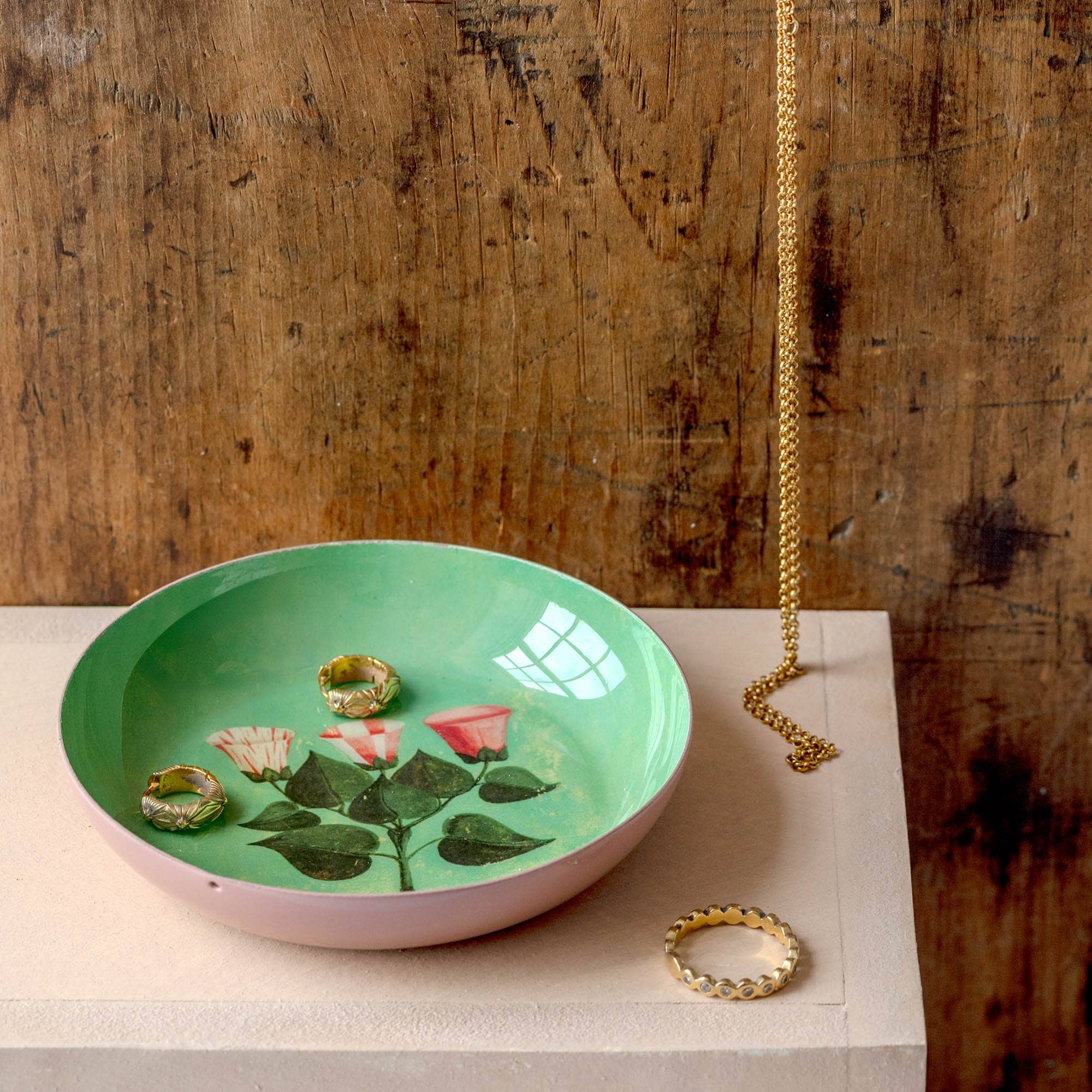 Festival of Flowers Round Enamel Tray - Box Turtle