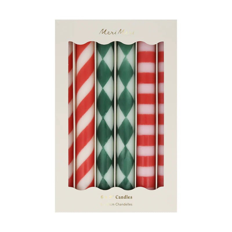 Festive Stripe Table Candles - Box Turtle