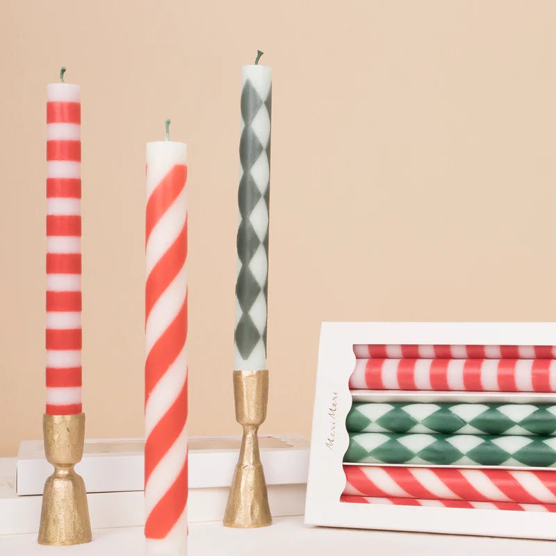 Festive Stripe Table Candles - Box Turtle