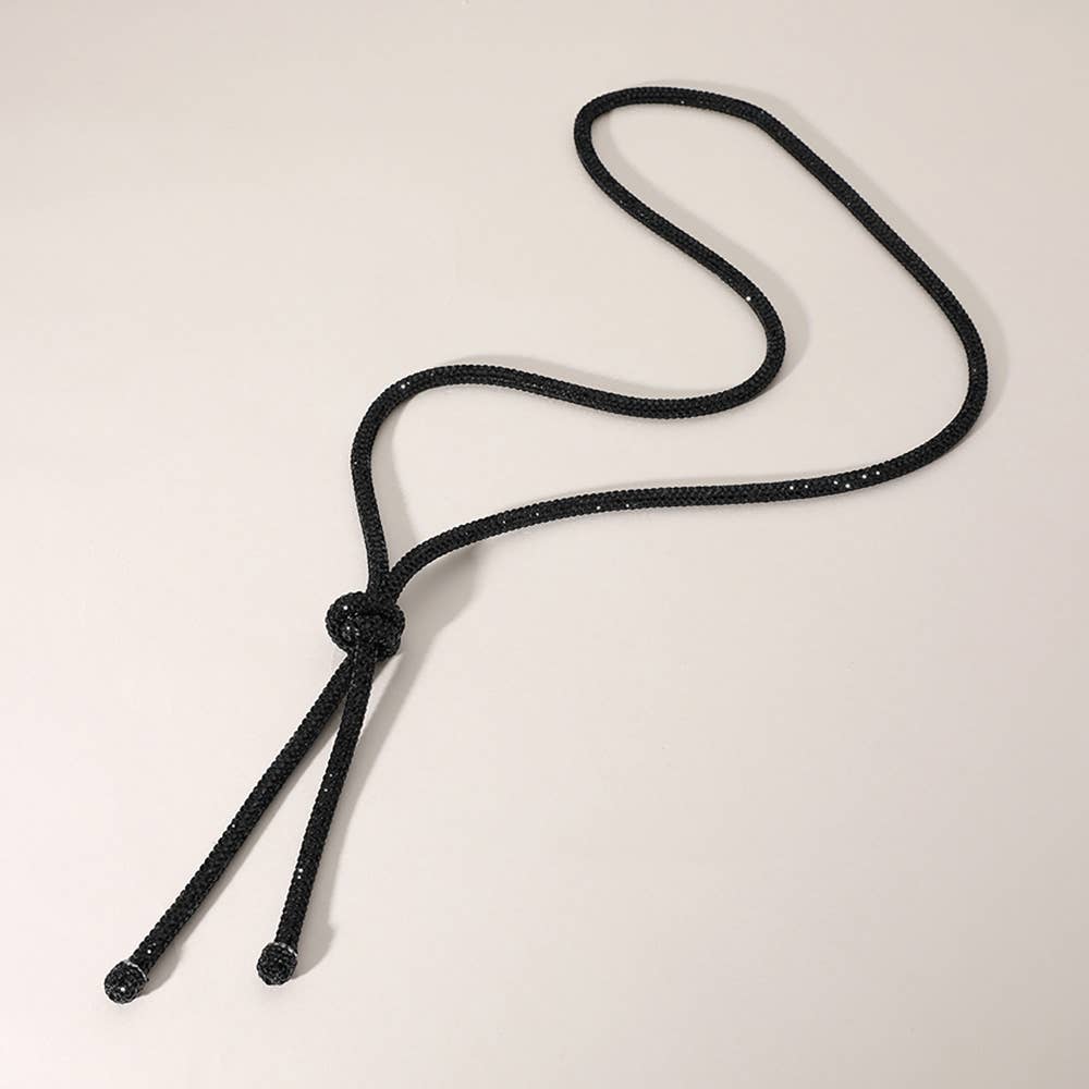 Bling Studded Knot Pointed Long Necklace