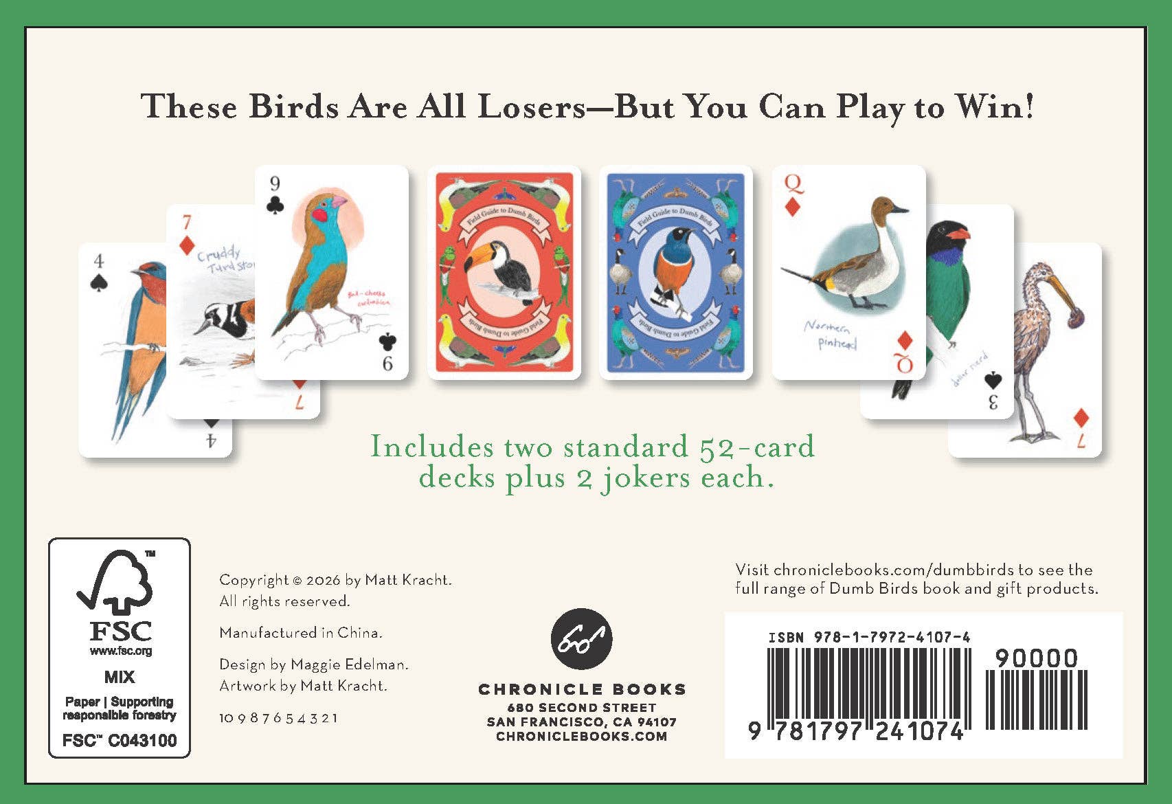 Field Guide to Dumb Birds Playing Cards - Box Turtle