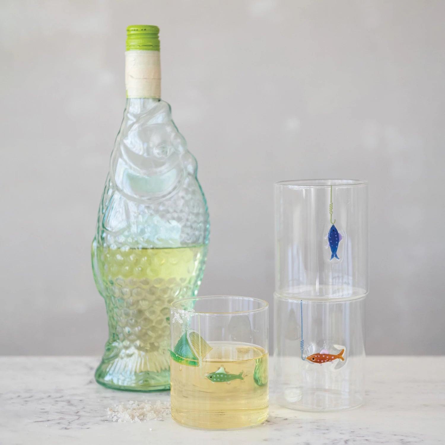 Fish On Hook Drinking Glass - Box Turtle
