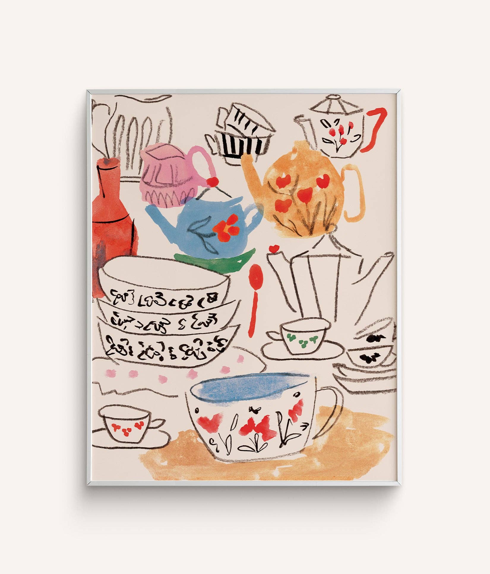 Flea Market Dishes Art Print - Box Turtle