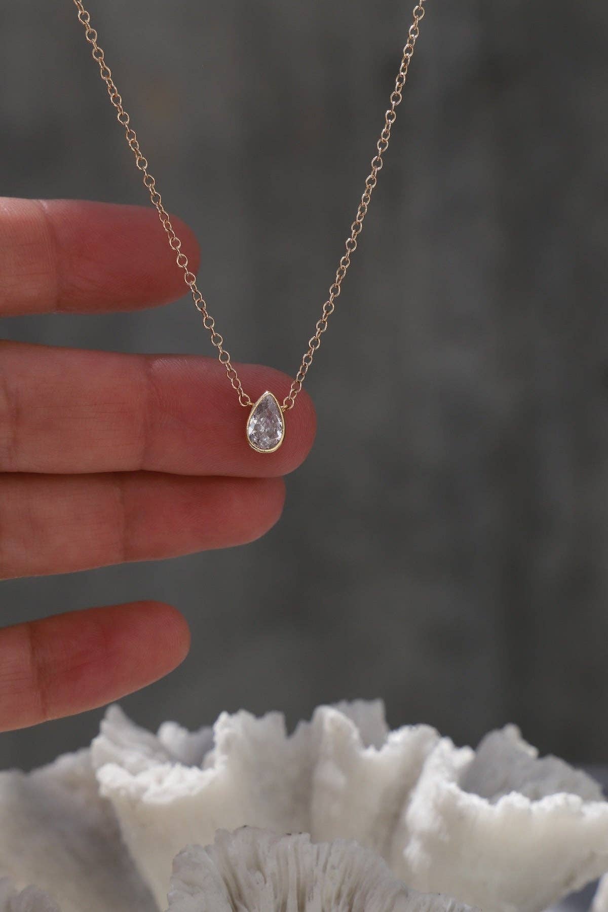 Floating Pear Necklace - Gold - Box Turtle