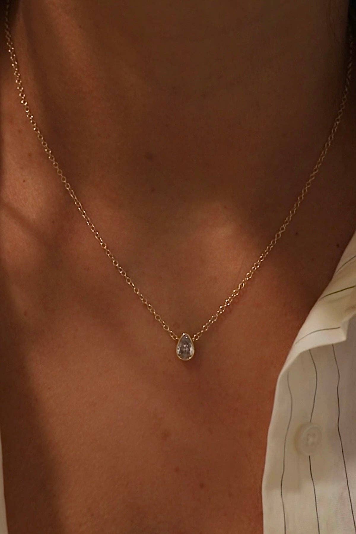 Floating Pear Necklace - Gold - Box Turtle