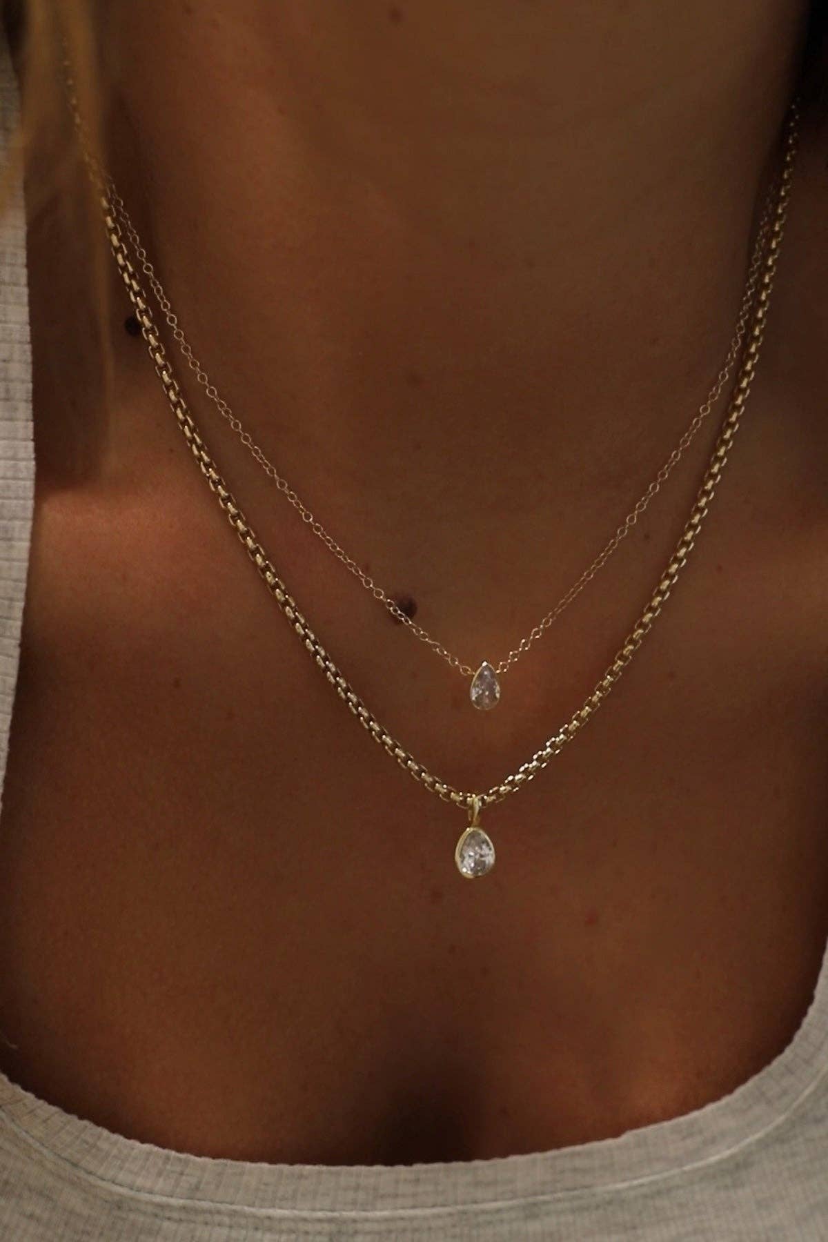 Floating Pear Necklace - Gold - Box Turtle
