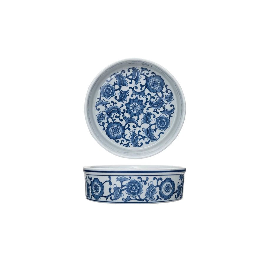 Floral Stoneware Pet Bowl - Box Turtle