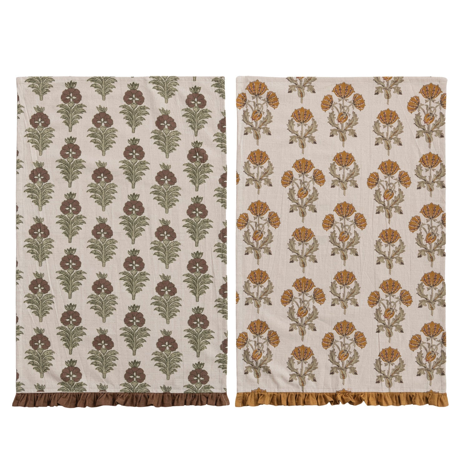 Flower Pattern & Ruffle Cotton Tea Towel - Box Turtle