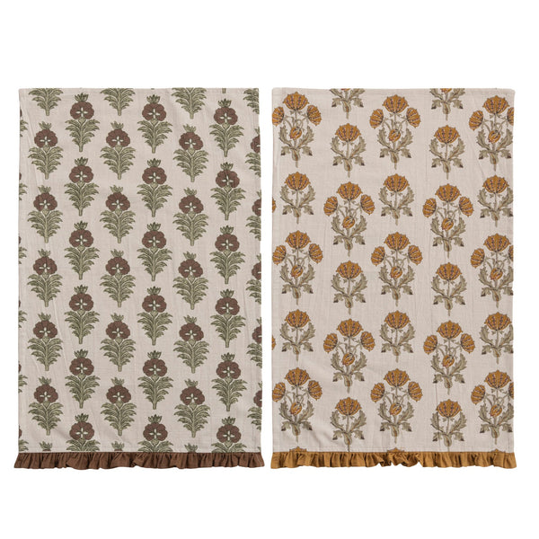 Flower Pattern & Ruffle Cotton Tea Towel - Box Turtle