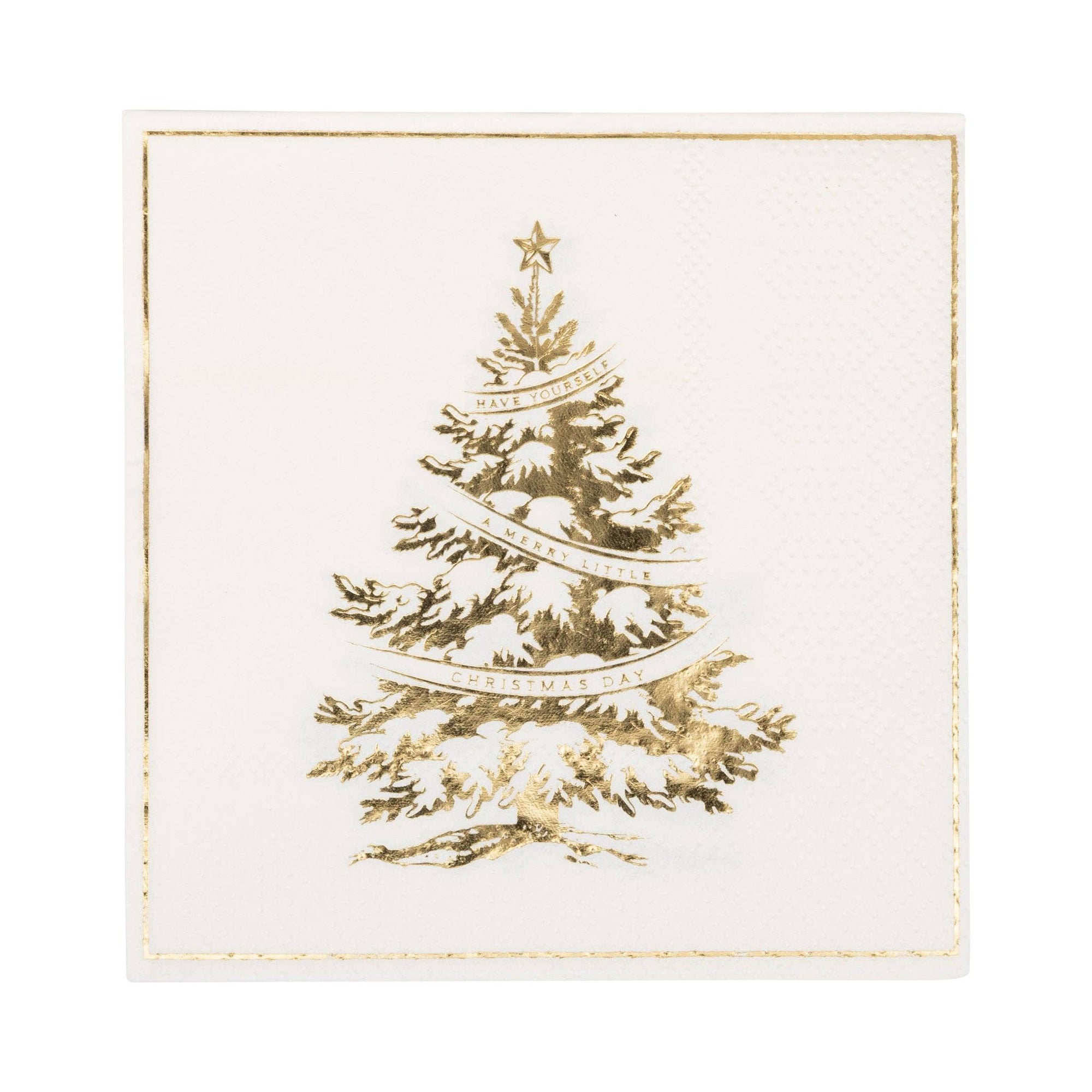 Foiled Christmas Tree Cocktail Napkin - Box Turtle