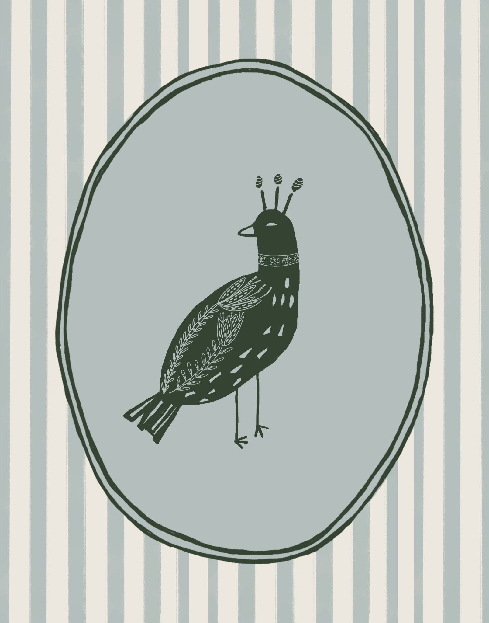 Folk Art Bird Print No. 03 - Box Turtle