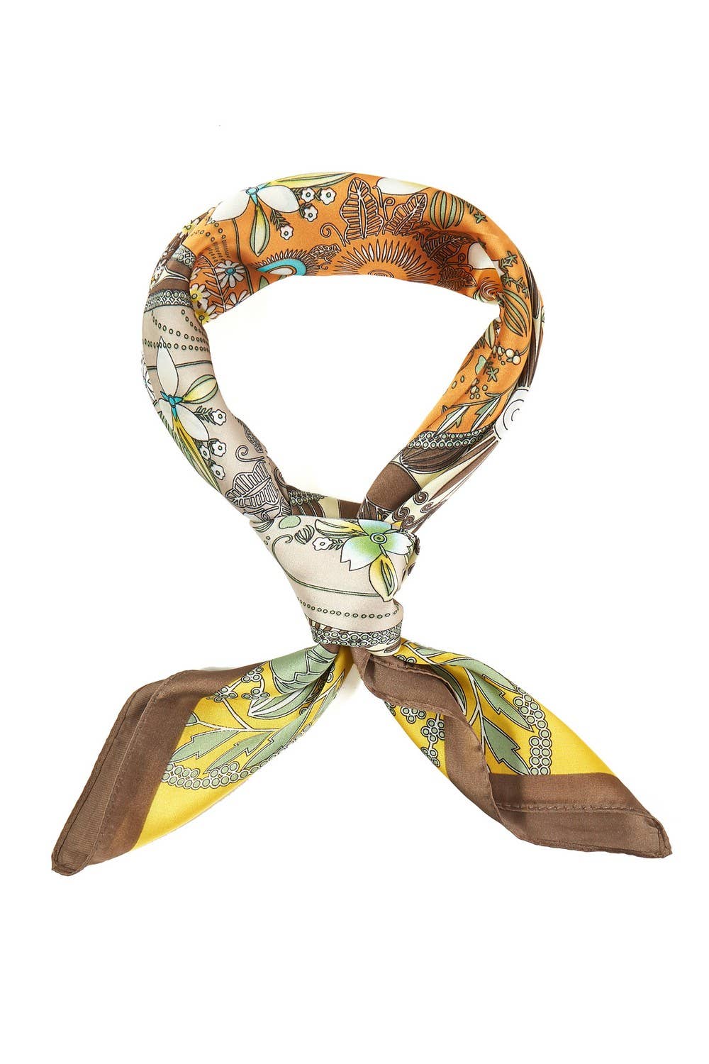 Four - Leaf Clover And Flower Square Bandana Scarf - Box Turtle