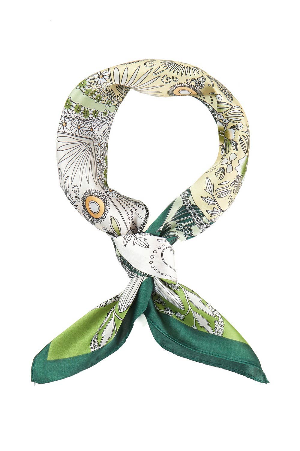 Four - Leaf Clover And Flower Square Bandana Scarf - Box Turtle