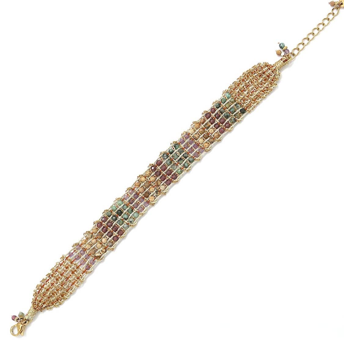 Four Stone Woven Style Bracelet - Box Turtle