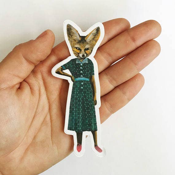 Fox Lady Sticker - Box Turtle