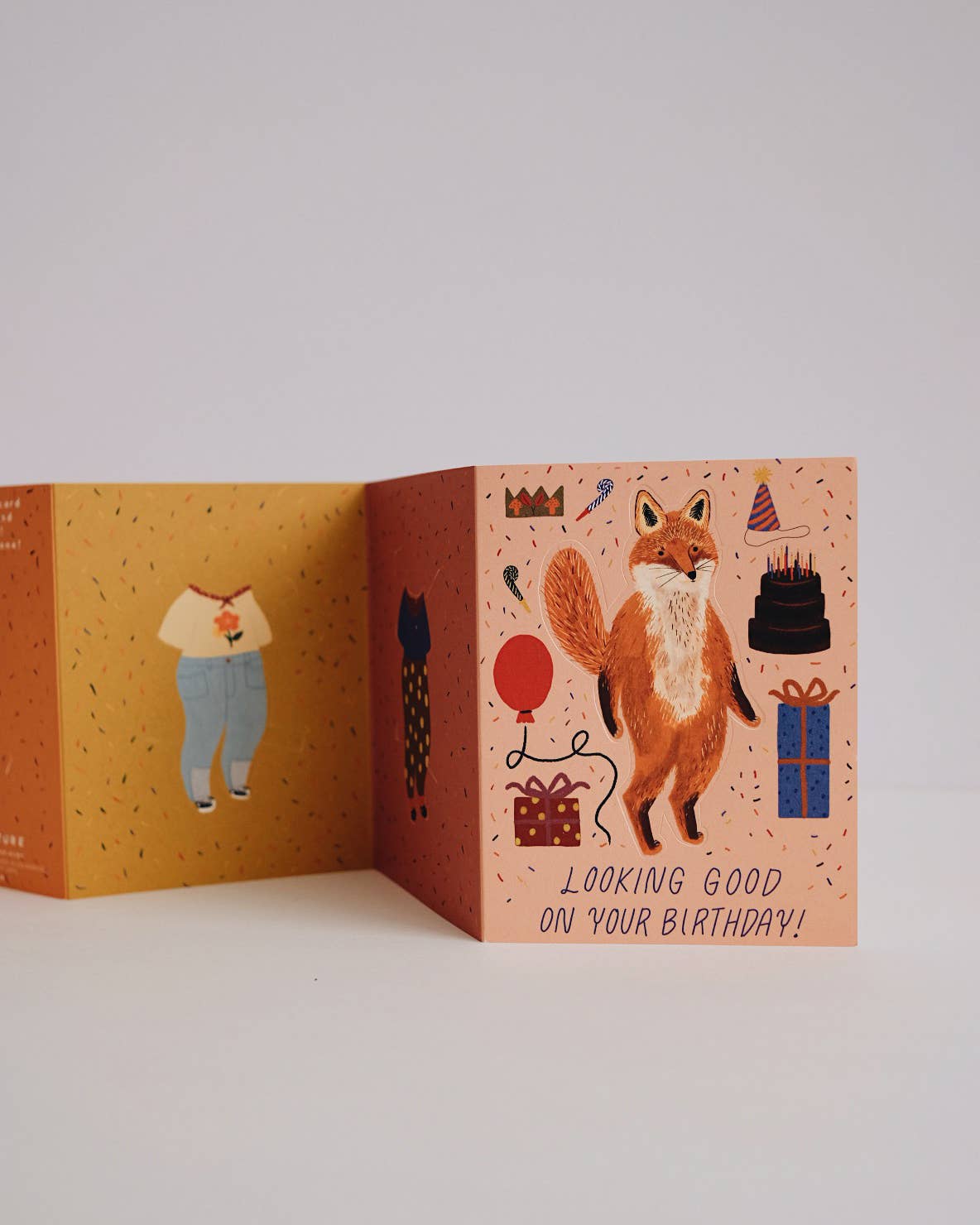 Fox Paper Doll Birthday Card - Box Turtle